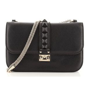 Valentino Rock Stud Leather Glam Lock Shoulder Bag